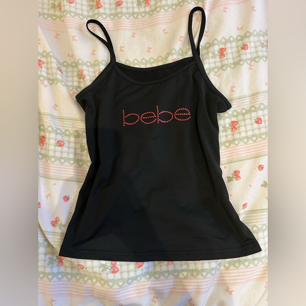 Bebe Black Camisole with Red Accents